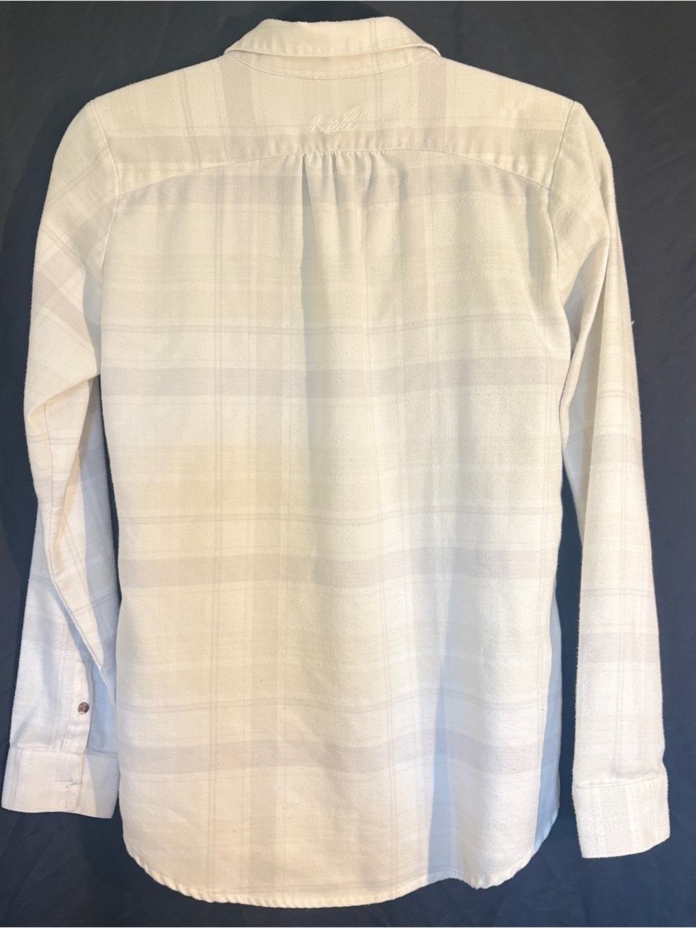KUHL Women’s Small Cream Plaid Flannel Shirt Long Sleeve Outdoor - Picture 3 of 6